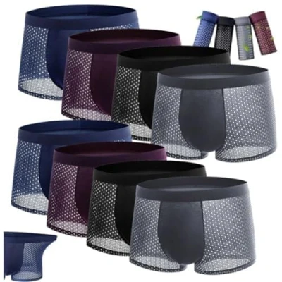 Afbeelding van Ademende bamboevezel boxershorts voor heren ijszijde ondergoed (kleur: 8 stks mix, maat: groot), stuks