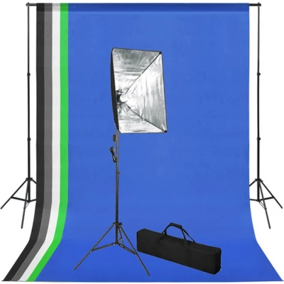 Afbeelding van vidaXL Fotostudioset met achtergrond en softboxlamp