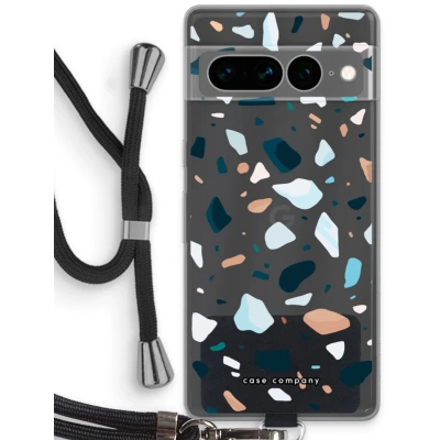Afbeelding van Case Company® hoesje met Koord geschikt voor Google Pixel 7 Pro Terrazzo N13 Telefoonhoesje Zwart Bescherming aan alle Kanten en Over de Schermrand