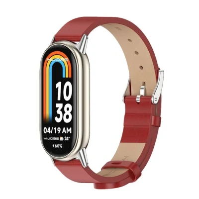 Afbeelding van PU leren bandje Rood Xiaomi Smart band 8 Kunstleer