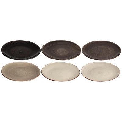 Afbeelding van Cookinglife Dinerborden Delice Grijs ø 26,5 cm Set van 6 Ideaal voor Hoofdgerechten en Uitgebreide Maaltijden Aardewerk met Lichtgrijze Reactive Glaze Stevig, Krasbestendig Vaatwasser &amp; Magnetronbestendig Tijdloos Stapelbaar