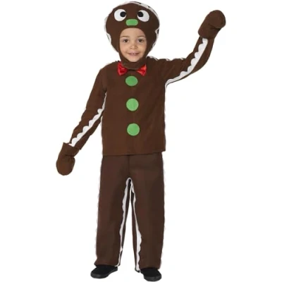 Afbeelding van Smiffy&#039;s Peperkoek kostuum voor kinderen, bruin met bovenstuk, broek en hoofdtooi