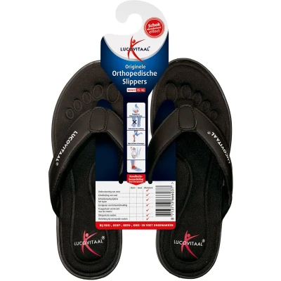 Afbeelding van Lucovitaal slipper zwart 45 46 1pr