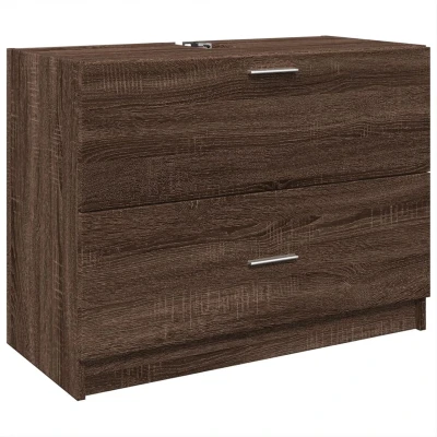 Afbeelding van Wastafelkast 78x37x59 cm bewerkt hout bruin eikenkleurig