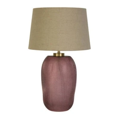 Afbeelding van Amethist tafellamp, beige/roze, hoogte 37 cm, textiel/glas