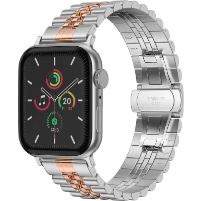 Afbeelding van Selencia Jubilee stalen bandje Geschikt voor Apple Watch 1, 2, 3, 4, 5, 6, 7, 8, 9, 10 (42 mm), SE 38/40/41 mm Zilver One Size