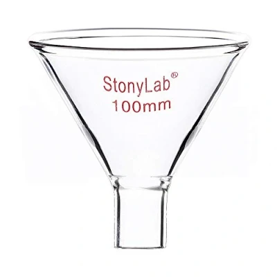 Afbeelding van stonylab Glaspoeder Trechter, Zware Wand Borosilicaatglas Trechter met Korte Steel 100 mm Bovendiameter in 22 Steeldiameter