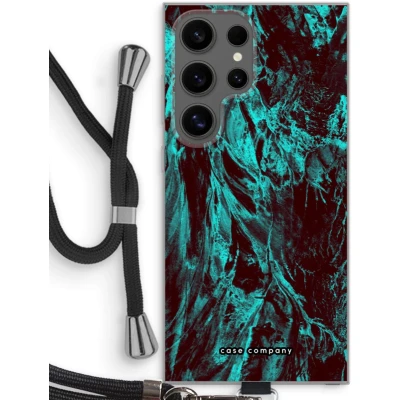 Afbeelding van Case Company® hoesje met Koord geschikt voor Samsung Galaxy S24 Ultra Ice Age Telefoonhoesje Zwart Bescherming aan alle Kanten en Over de Schermrand