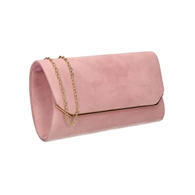 Afbeelding van SwankySwans Anny Suedette Flapover clutch, schoudertas Dames, Roze