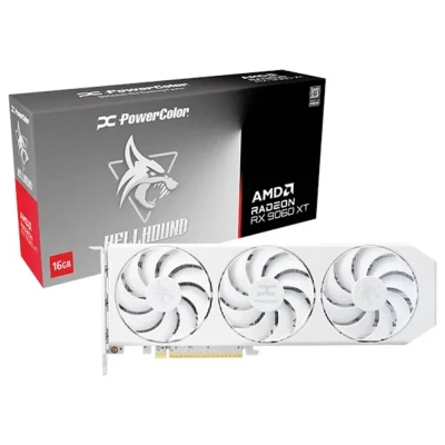 Afbeelding van Powercolor AMD Hellhound RX 9060 XT Videokaart RX9060XT 16G L/OC/WHITE 16 GB GDDR6 VRAM PCIe x16 HDMI, DisplayPort FreeSync