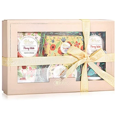 Afbeelding van Body &amp; Earth Love Geurkaarsen voor dames, handcrème, 4 stuks, met geschenkdoos, geurgel, voetcrème, zeep, moederdagcadeau, cadeau