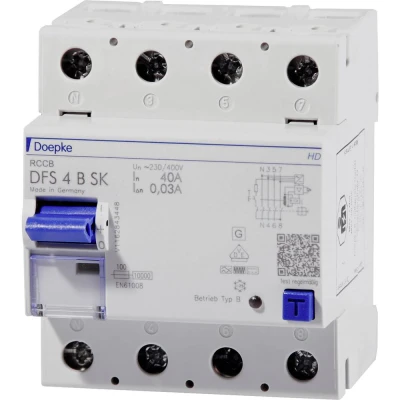 Afbeelding van Doepke 09146998HD DFS 4 063 4/0,30 B SK HD 4polig 63A Aardlekschakelaar polig 63 A 0.3 230 V, 400 V