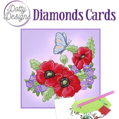 Afbeelding van Red Flowers Diamond Cards by Dotty Designs