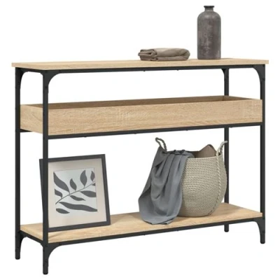 Afbeelding van Wandtafel met schap 100x29x75 cm bewerkt hout sonoma eikenkleur