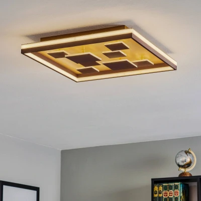 Afbeelding van Rico LED plafondlamp, dimbaar, hoekig, bruin