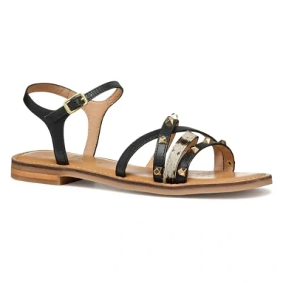 Afbeelding van Geox Maddalusiac Sandalen, Dames, Maat: 35, Black/white Leer