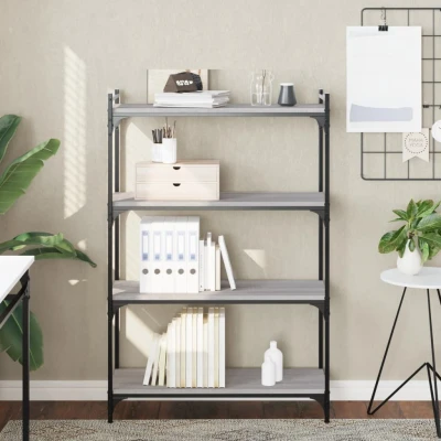 Afbeelding van Boekenkast 4 laags 80x30x120 cm bewerkt hout grijs sonoma