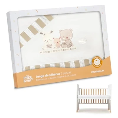 Afbeelding van Interbaby Love Juego de Sábanas para cuna, kleur beige