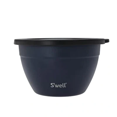 Afbeelding van S&#039;well Azurite Slakom set 1,9 liter lunchbox met kruidenhouder en afneembaar dienblad lekvrij vaatwasmachinebestendig, zwart
