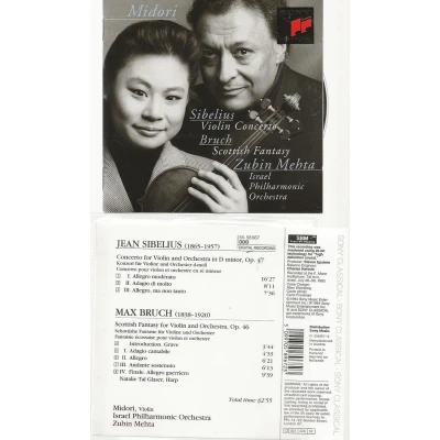 Afbeelding van Sibelius: Violin Concerto; Bruch / Midori, Mehta, Israel PO