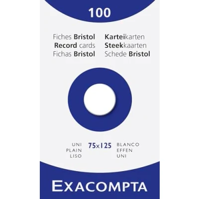 Afbeelding van Exacompta Art. 13301E 10 hoezen van 100 indexkaarten ongeperforeerd formaat 75 x 125 mm geschikt voor inkjetprinters, laserprinters en kopieerapparaten kleur wit