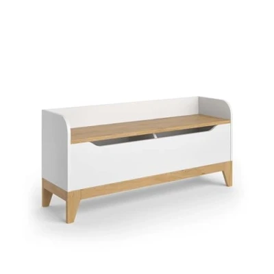 Afbeelding van Vitalispa Speelgoedkist Malia, Wit/eiken, 107.2 x 50 cm met zitbank