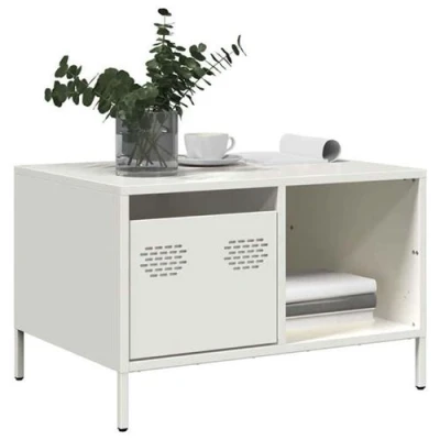 Image de vidaXL Table basse blanc 68,5x50x43,5 cm acier laminé à froid851285