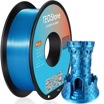 Afbeelding van TEQStone Zijde PLA filament, 1,75 mm, blauw, 1 kg, maatnauwkeurigheid +/ 0,02 spoel netjes opgerold, voor 3D printers, vacuümverpakking