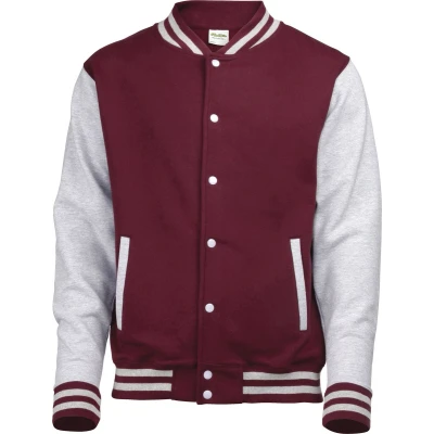 Afbeelding van Awdis Unisex Varsity Jacket (Bourgondië / Heide Grijs)