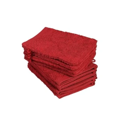 Afbeelding van Set van 10 washandjes, 100% katoen, afmeting 15 x 21 cm, rood