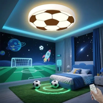 Afbeelding van DROMEZ Led plafondlamp voor kinderkamer, 48 W, met afstandsbediening, dimbaar, jongens en meisjeskamer, diameter 40 cm
