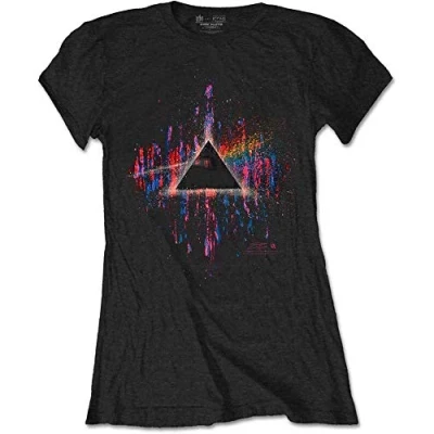 Afbeelding van Pink Floyd Dark Side Of The Moon Splatter Dames T shirt XL Zwart