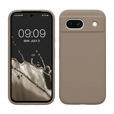 Afbeelding van kwmobile telefoonhoesje geschikt voor Google Pixel 8a Hoesje met siliconen coating Smartphone case in taupe