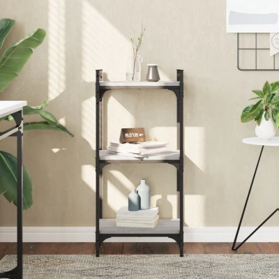 Afbeelding van Boekenkast 3 laags 40x30x86 cm bewerkt hout grijs sonoma