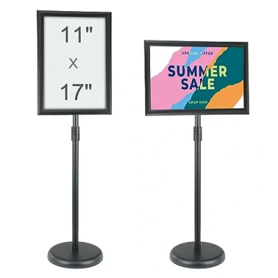 Image de VEVOR Porte Affiche 420 x 297 mm Présentoir sur Pied Rotation à 360 Hauteur Réglable 850 1357 Panneau d&#039;Affichage en Alu avec Base Lestée et Feuille PVC pour Menu Information Mariage Restaurant