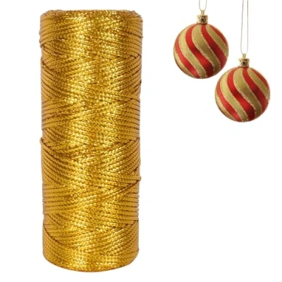 Afbeelding van 100 m metalen koord, 1 rol gouden draad voor haken, gouddraad, polyester gouddraad handwerk, decoratie, geschenkverpakkingen, sieraden maken