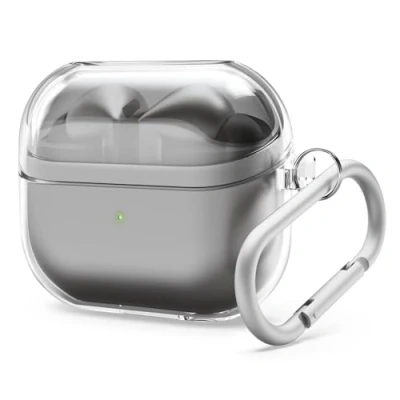 Afbeelding van elago transparante hoes compatibel met Samsung Galaxy Buds 3 en Pro, karabijnhaak, premium TPU hoes, draadloos opladen, accessoires voor