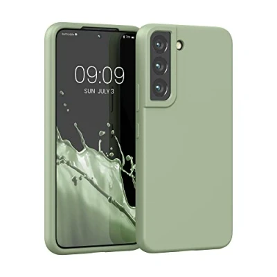 Afbeelding van kwmobile telefoonhoesje geschikt voor Samsung Galaxy S22 Hoesje met siliconen coating Smartphone case in grijsgroen