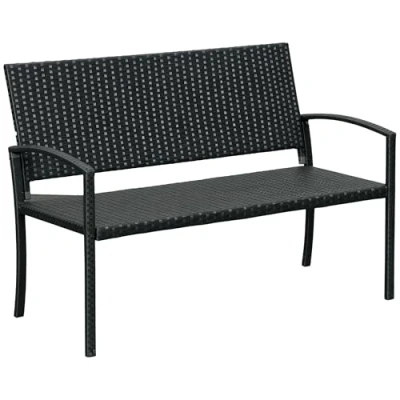 Afbeelding van Outsunny Tuinbank, 2 zits, stijl Cosy Chic, polyrotan, 4 draden, zwart