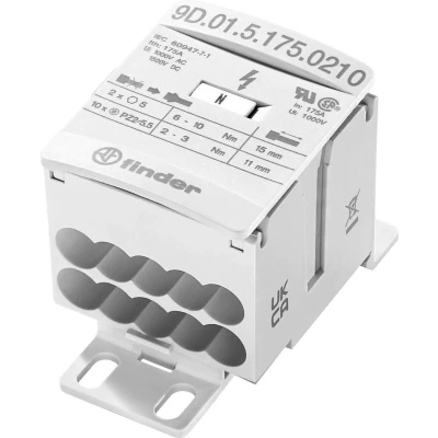 Afbeelding van Finder 9D.01.5.175.0210 Verdeler Wit 12 polig 16 mm² 175 A 1000 V/AC, 1500 V/DC Geleidertype: L, N, PE