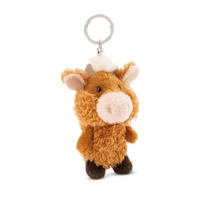 Afbeelding van McMooray Highlands Koe Sleutelhanger, 10 cm, bruin, dierenhanger met metalen ring om op te hangen aan sleutels, touw, tas en meer