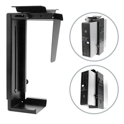 Afbeelding van PRIMEMATIK AC65 0002 VCES computerhouder onder tafel of wandbevestiging, verstelbaar, zwart, 88 203 mm