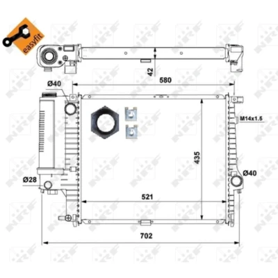 Afbeelding van NRF EASY FIT 53897 Radiateur Aluminium 521 435 42 Met aanbouwdelen Koelribben gesoldeerd BMW: 5 Saloon