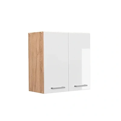 Afbeelding van Vicco Hangkast R Line, Wit Hoogglans/Bruin, 60 cm