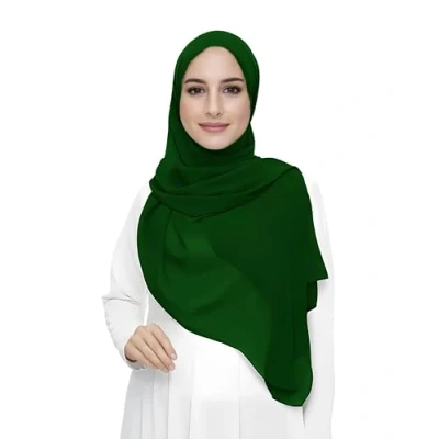 Afbeelding van Lina &amp; Lily Chiffon hijab sjaal voor dames van lichtgewicht stof, Emerald Groen