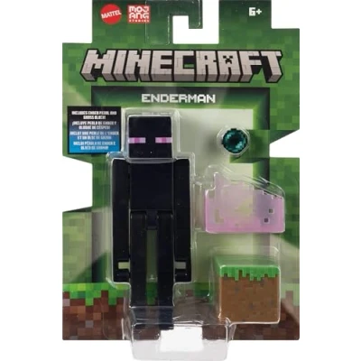Afbeelding van Mattel Minecraft 2 stuks actiefiguren en accessoires met Enderman in schaal van 8,3 cm, verzamelspeelgoedset