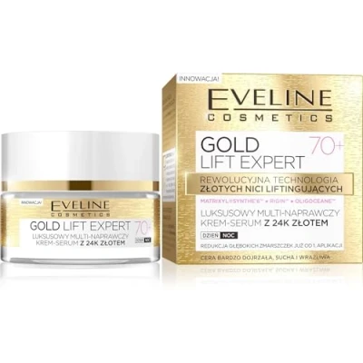 Afbeelding van Eveline Cosmetics Gold Lift Expert Anti rimpelcrème voor dag en nacht 70+ met 24K goud, 50 ml