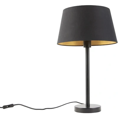 Afbeelding van QAZQA Klassieke tafellamp zwart met zwarte kap 32 cm Simplo
