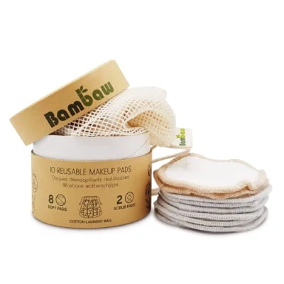 Afbeelding van Wasbare Wattenschijfjes 10 Bamboe met Waszakje Milieuvriendelijk Alle Huidtypes Herbruikbare Zero Waste Eco Bambaw