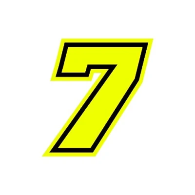 Afbeelding van 4R Quattroerre.it 13387 racenummer 7 Moto GP, fluorescerend geel, 10 x 9,5 cm